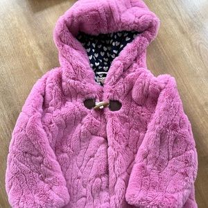 Girls Hatley Pink Fur Coat Size 4T